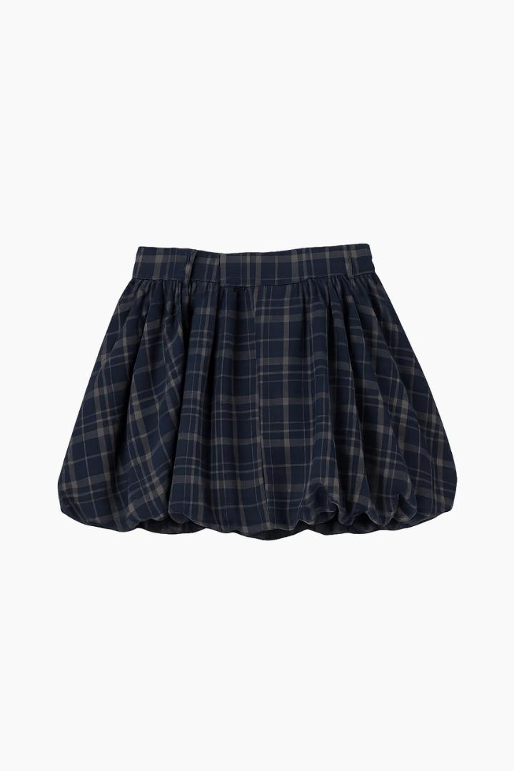 Plaid balloon skirt 