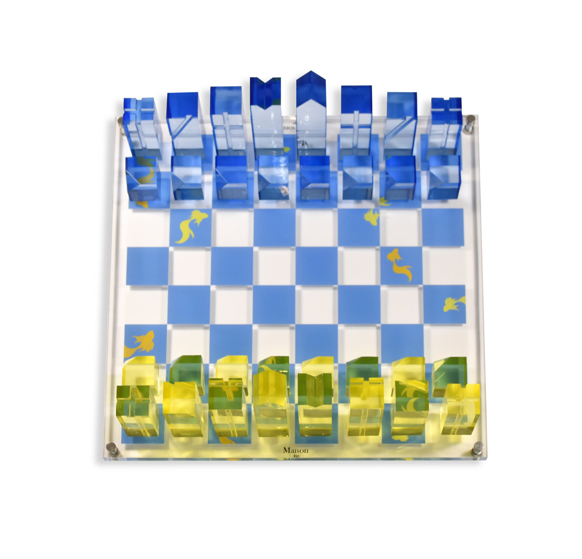 Acrylic Chess Board - Koi Pond Blue