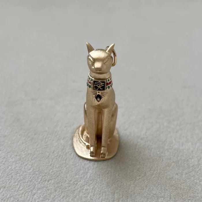 Bastet Pendant Solid Gold With Enamel