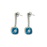 Cushion Blue Topaz Dangling Earring