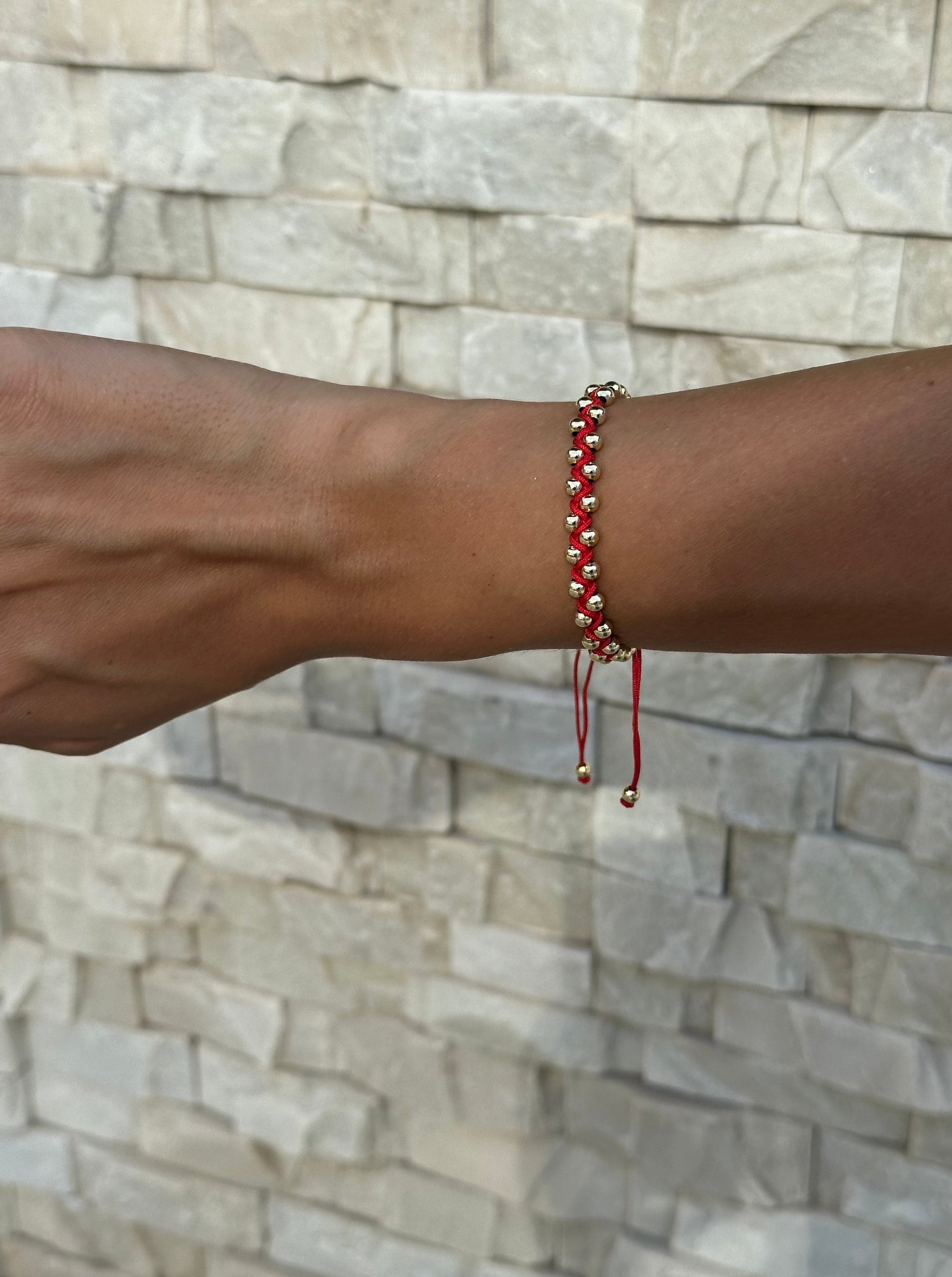 Braided Bracelet Red w/gold Details