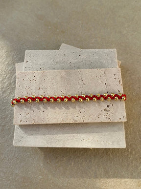 Braided Bracelet Red w/gold Details