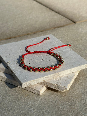 Braided Bracelet Red w/gold Details