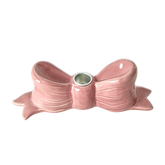 Ceramic Candle Holder in Bow Shape - Pink - Large