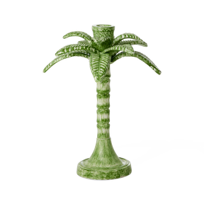 MetalPalm Tree Shaped Candle Holder in Green - Large