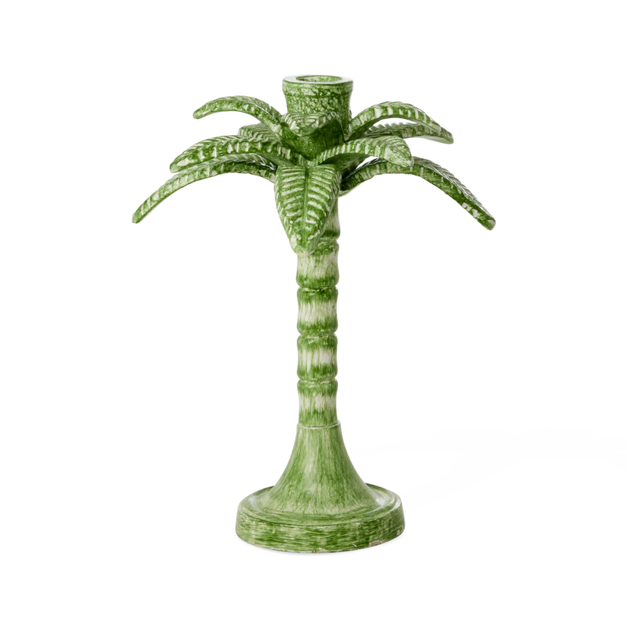 MetalPalm Tree Shaped Candle Holder in Green - Large