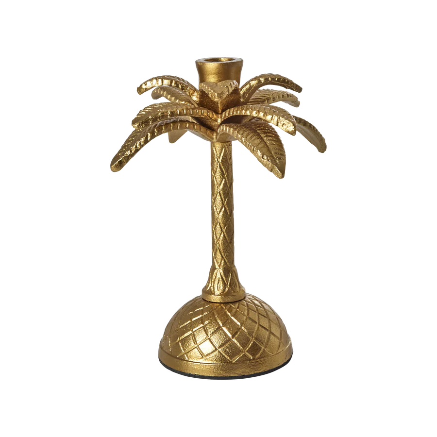 Metal Metal Candle Holder in Palm Tree Shape - Gold