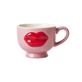 Ceramic Mug with Embossed Red Lips - Pink - 250 ml