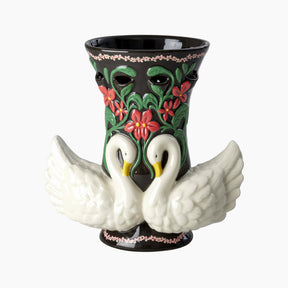 Decorative vase with swan design 