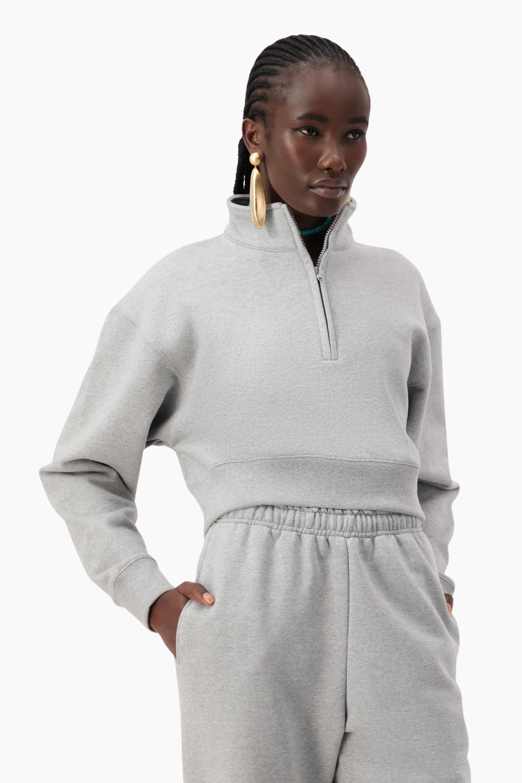Contour Cropped Zip Sweatshirt