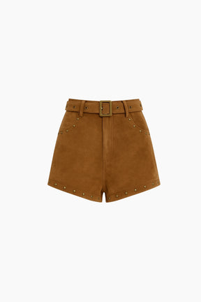 Brown suede skirt with belt