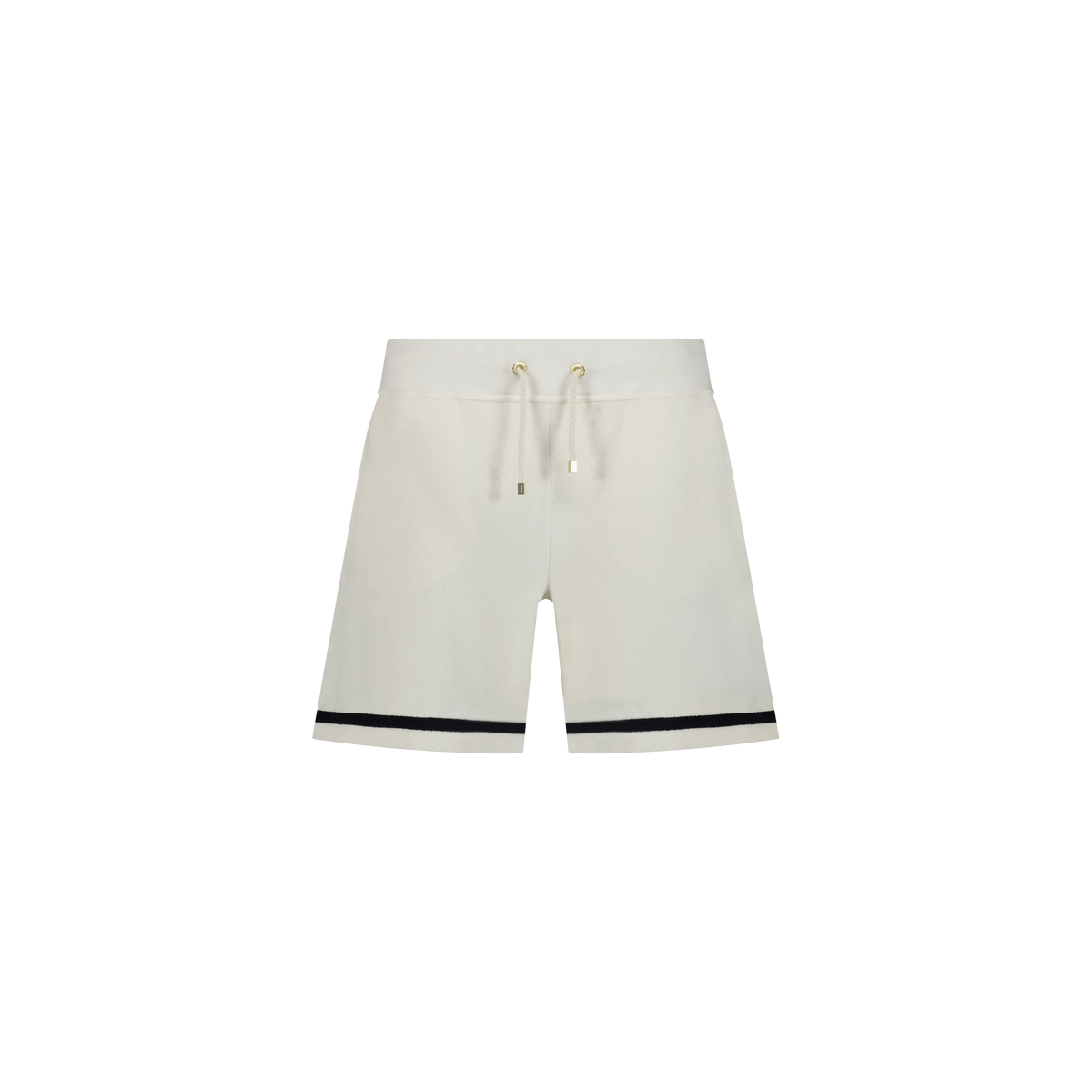 white shorts and shirts with black lines 