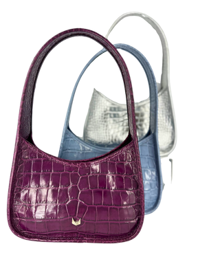 Charlotte Deep Shine Croc Bag - Purple