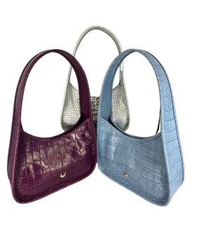 Charlotte Deep Shine Croc Bag - Purple