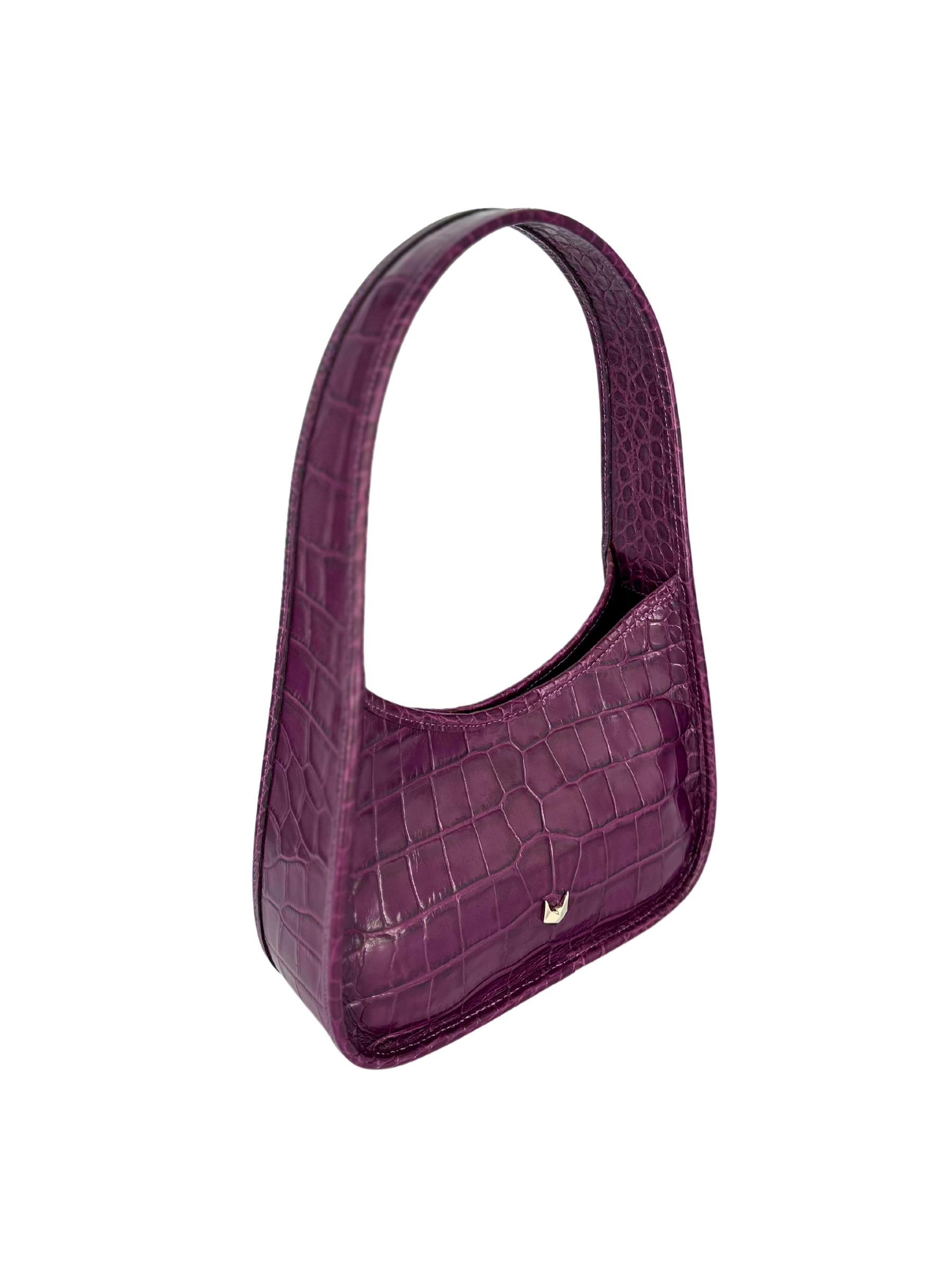 Charlotte Deep Shine Croc Bag - Purple