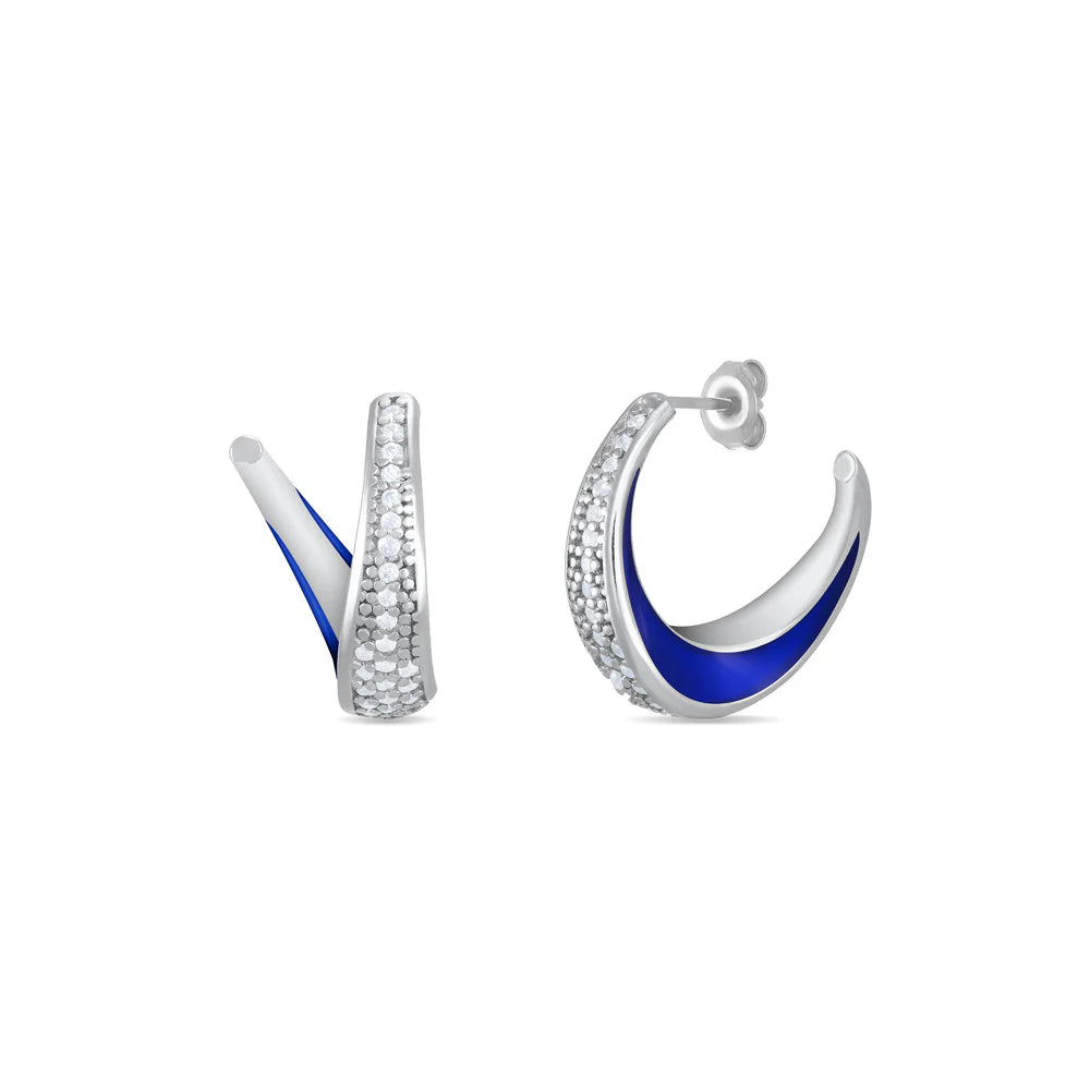 Cubic Zirconia Enamel Moon Shape Earring