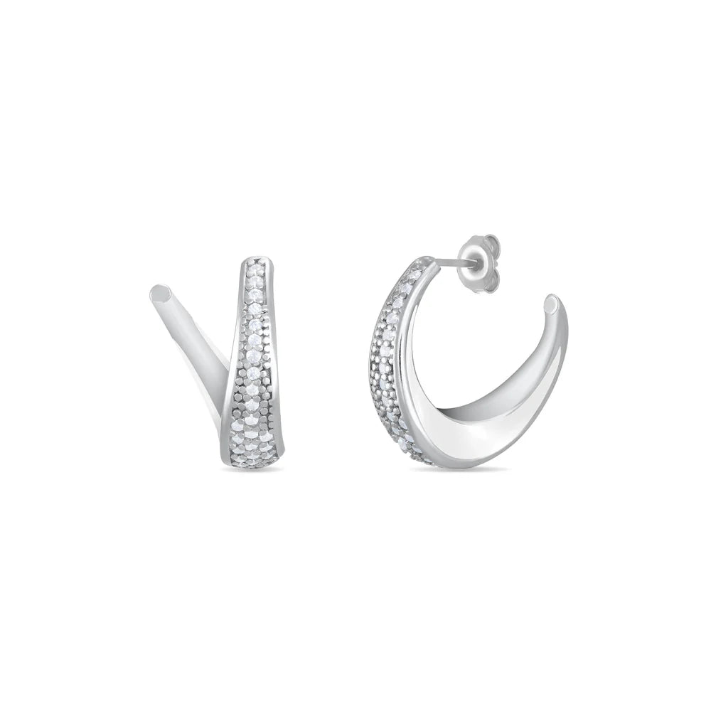 Cubic Zirconia Enamel Moon Shape Earring