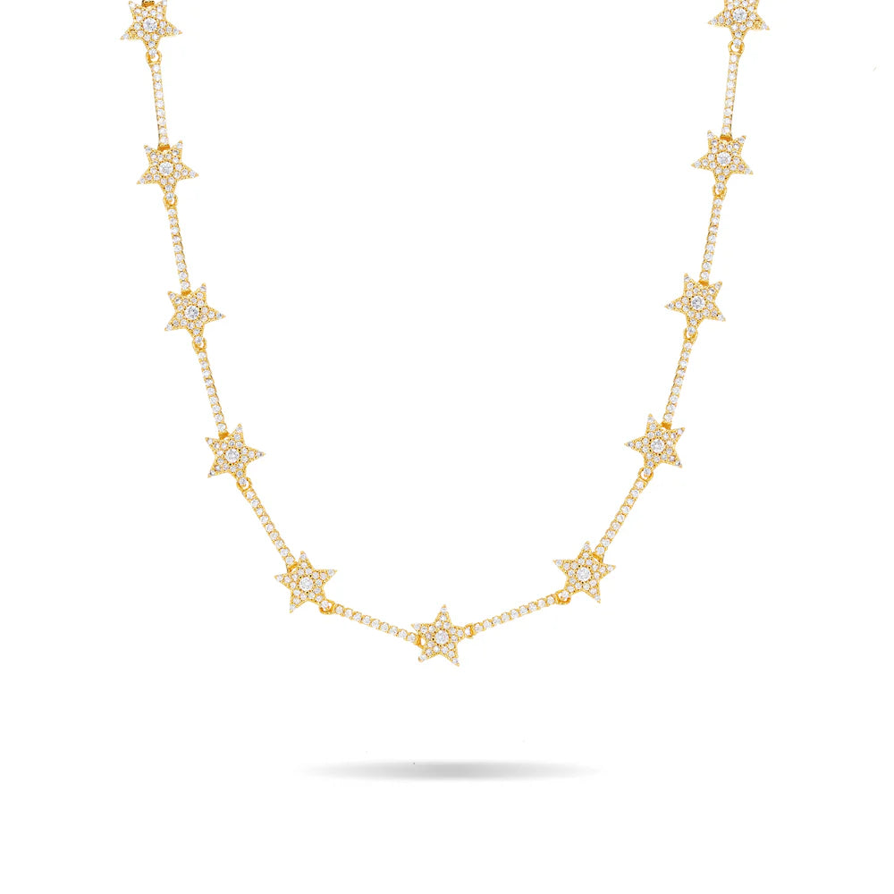 Cubic Zirconia Star Tiny Bar Link Chain Choker