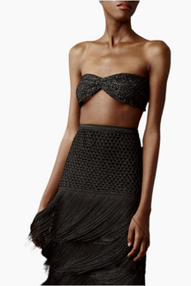 Black strapless top and skirt set 