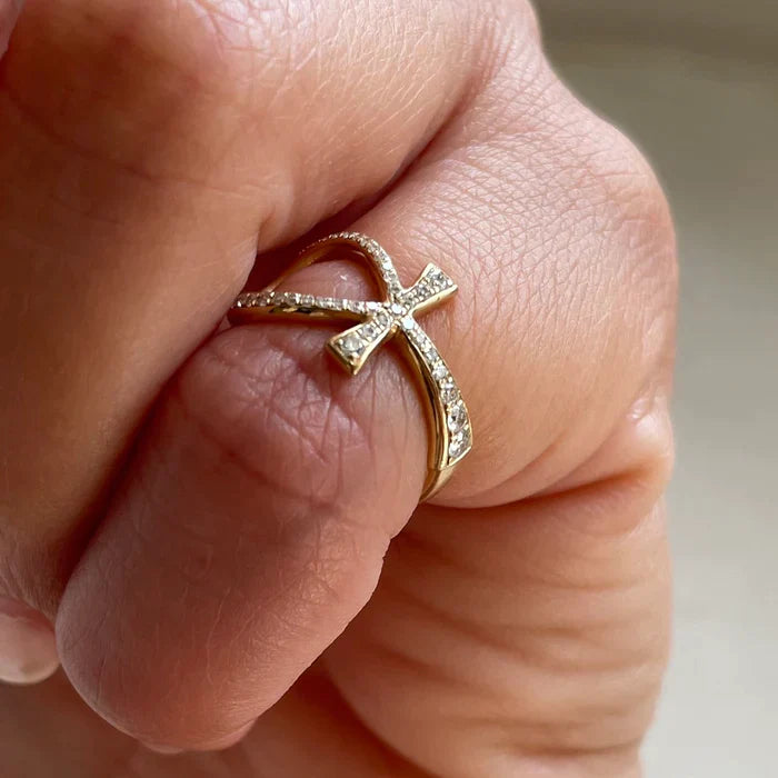 Diamond Ankh Pinkie Ring