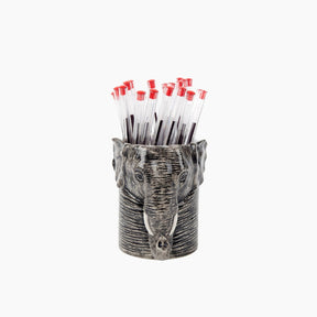 Elephant-shaped pen holder with pens