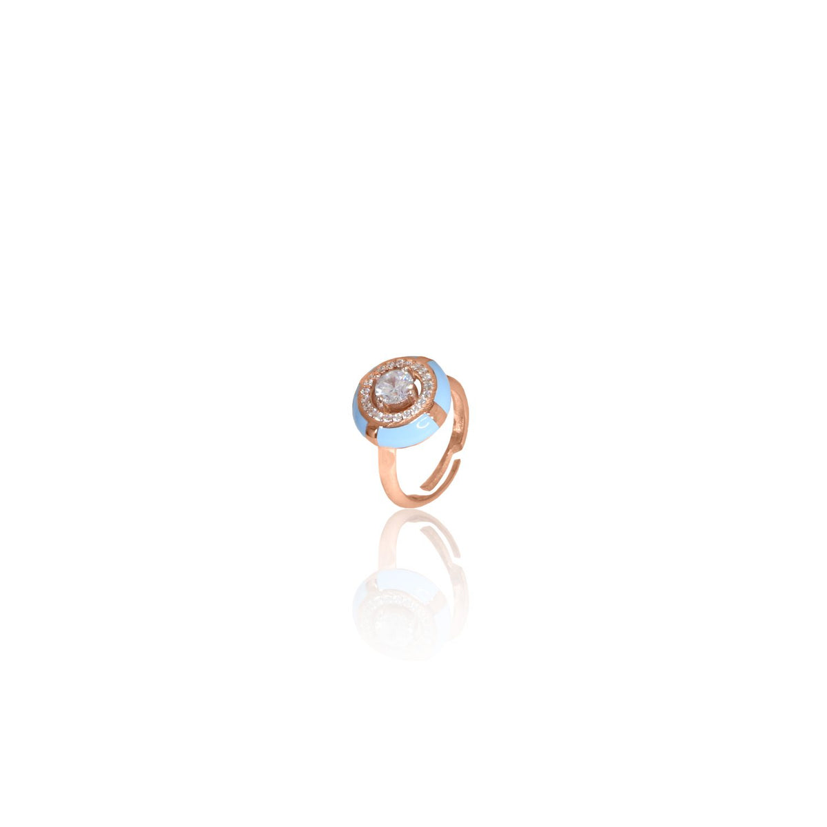 Enamel Sphere Ring With Middle Stud Crystal