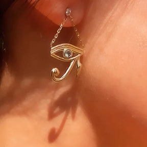 Eye of Horus Earrings with Aquamarine and Diamonds