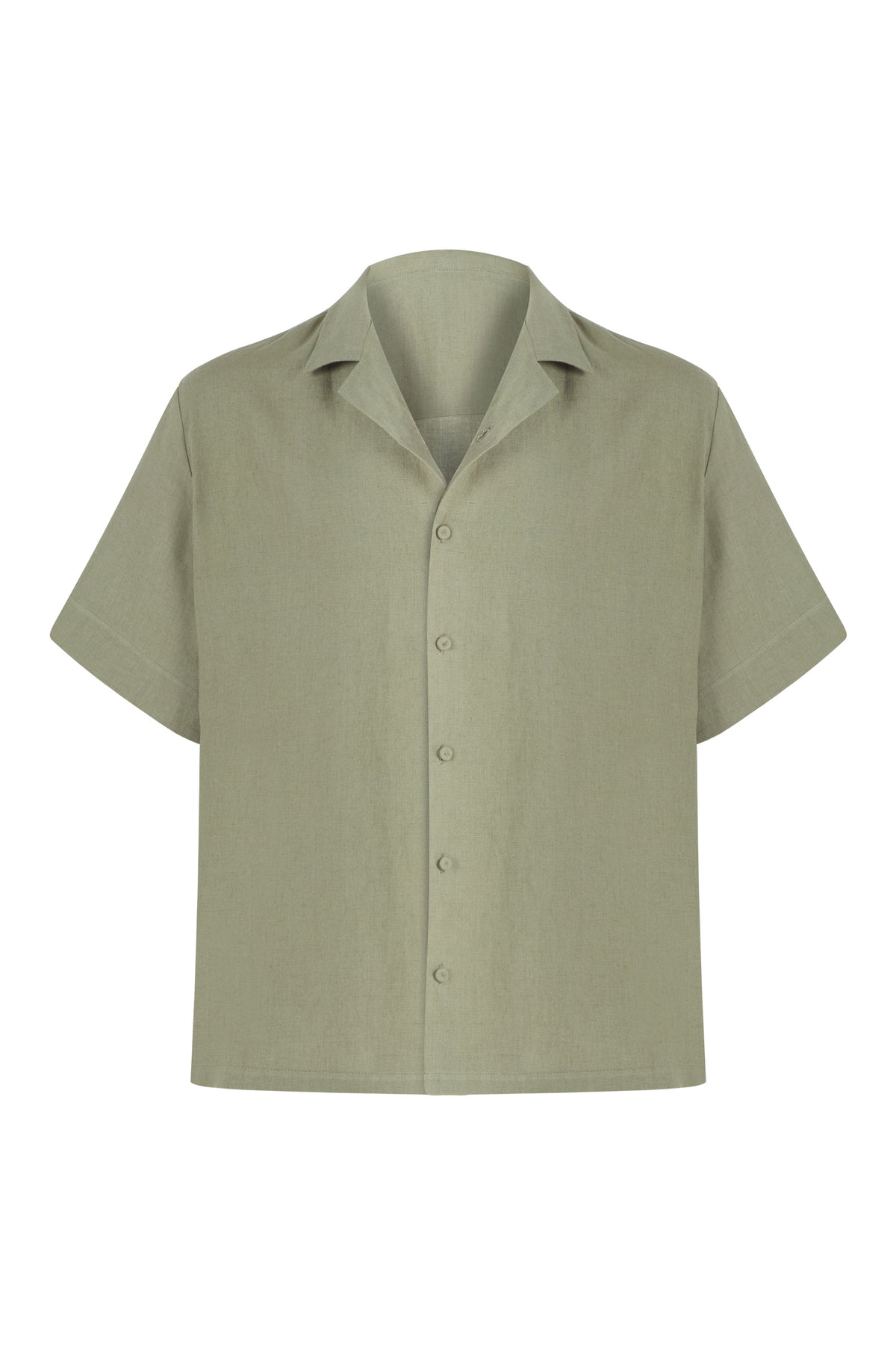 Green short-sleeve shirt on a white background