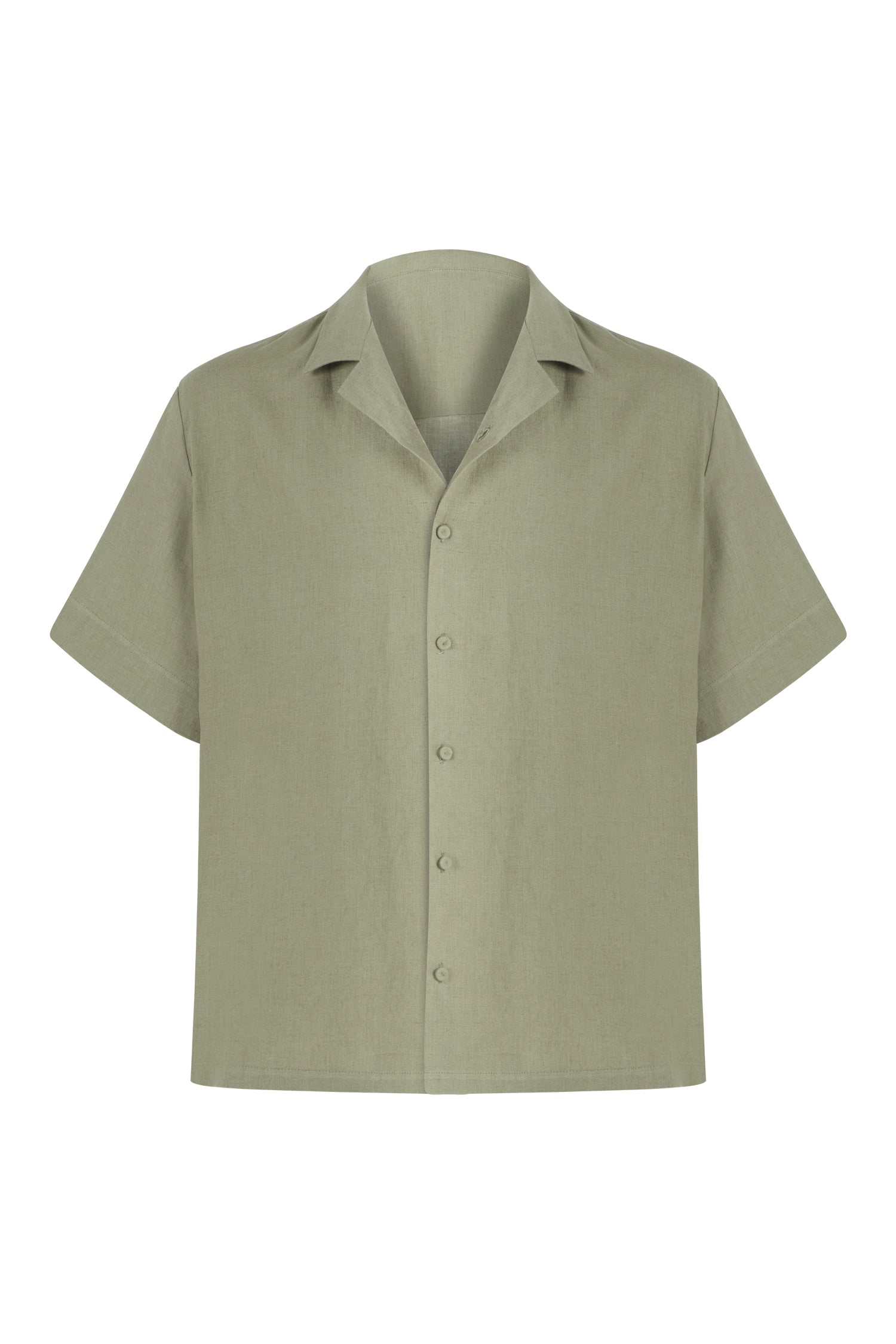 Green short-sleeve shirt on a white background