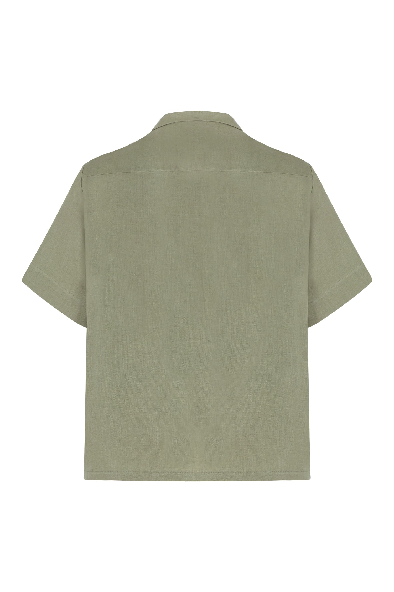 Green short-sleeve shirt on a white background
