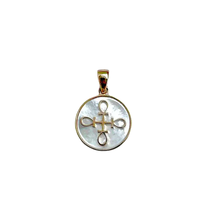 Four Ankh Mother of Pearl Pendant