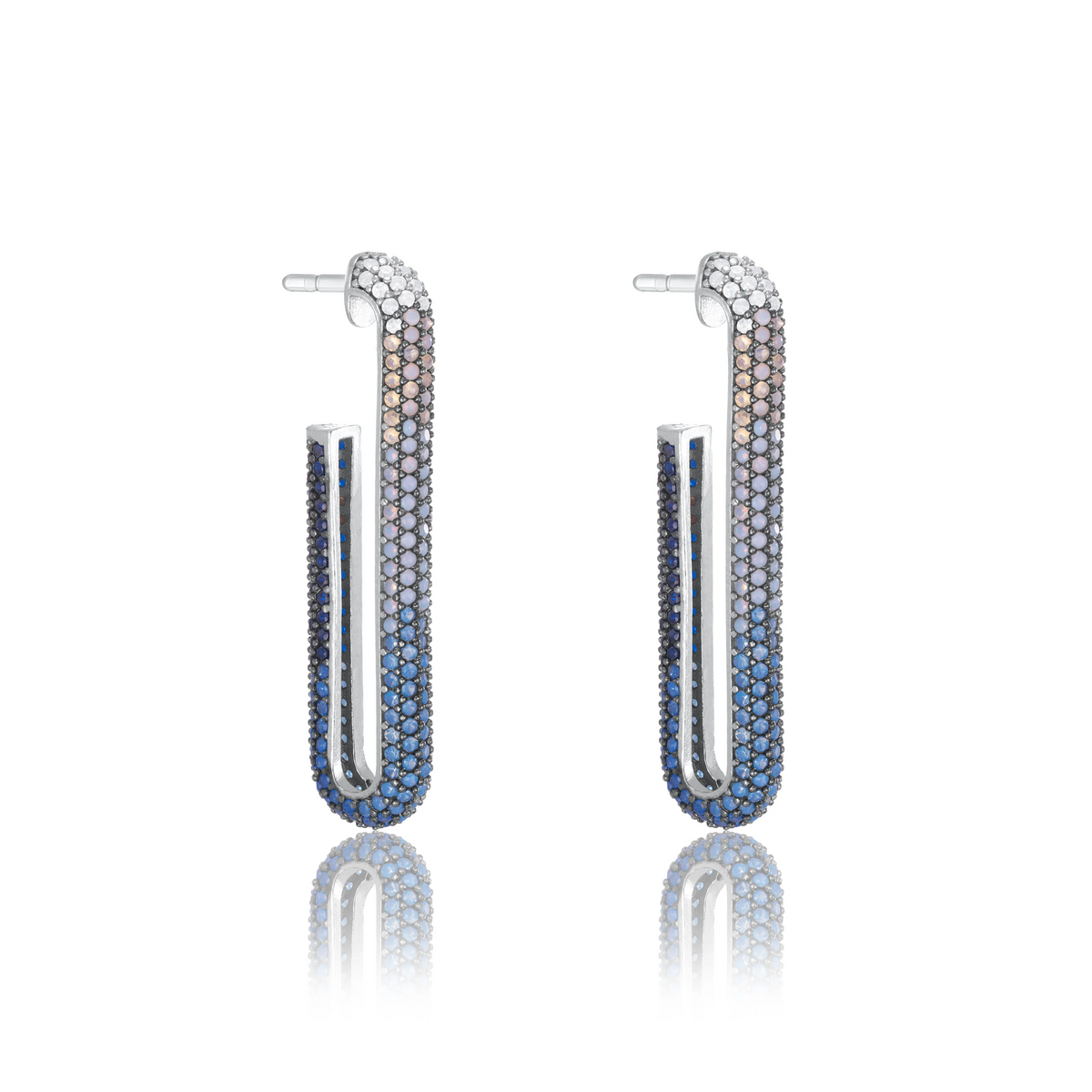 Full Pave Elongated Paperclip Earring