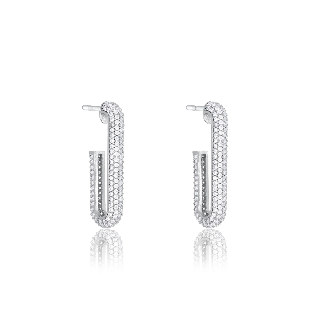 Full Pave Elongated Paperclip Earring