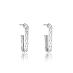 Full Pave Elongated Paperclip Earring