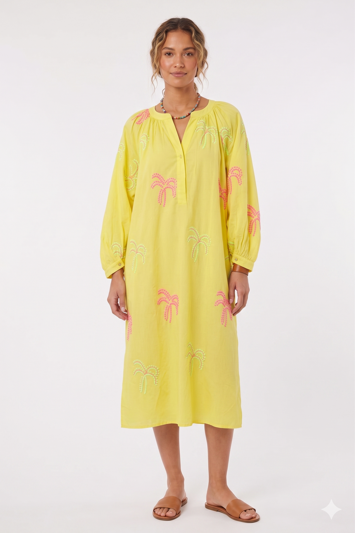 Yellow Dress W/ Coloured Palms