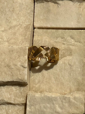 Gold Cross Ring - Adjustable