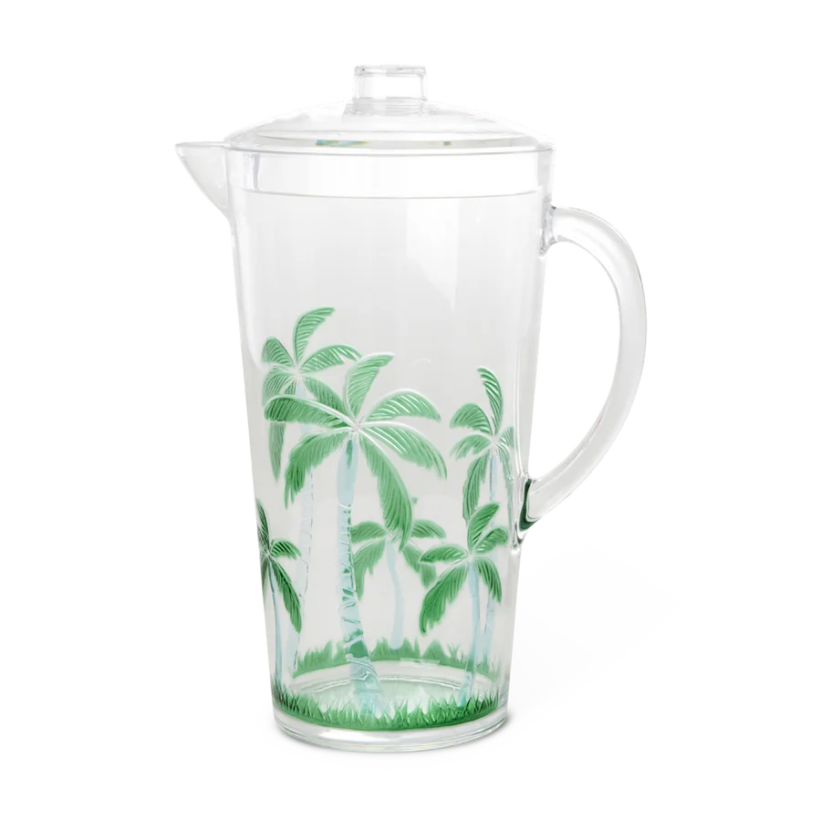 Acrylic Jug in Clear with Palm Tree Design - Large - 2,1 L