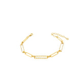 Half Baguette Pave Paperclip Chain Link Bracelet