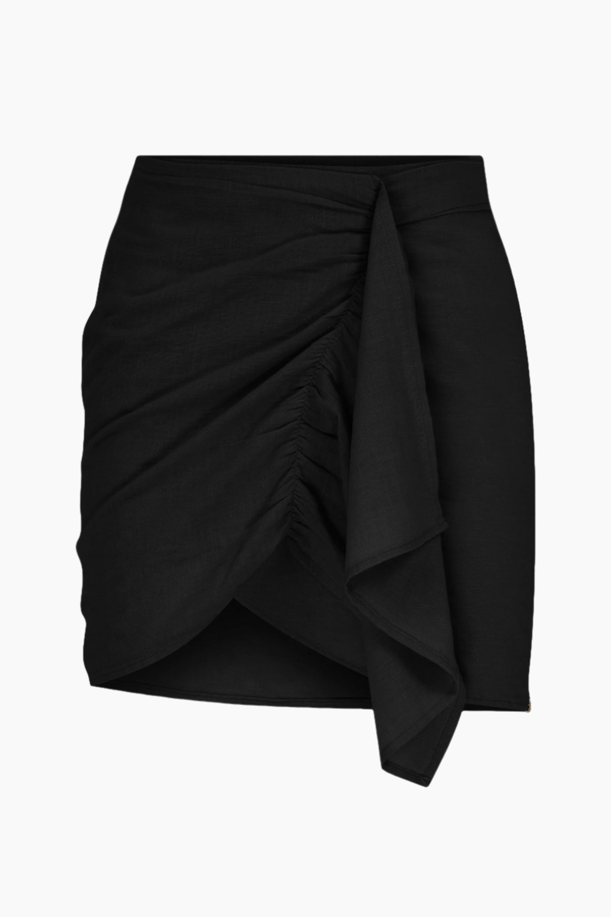 Black draped skirt on a white background