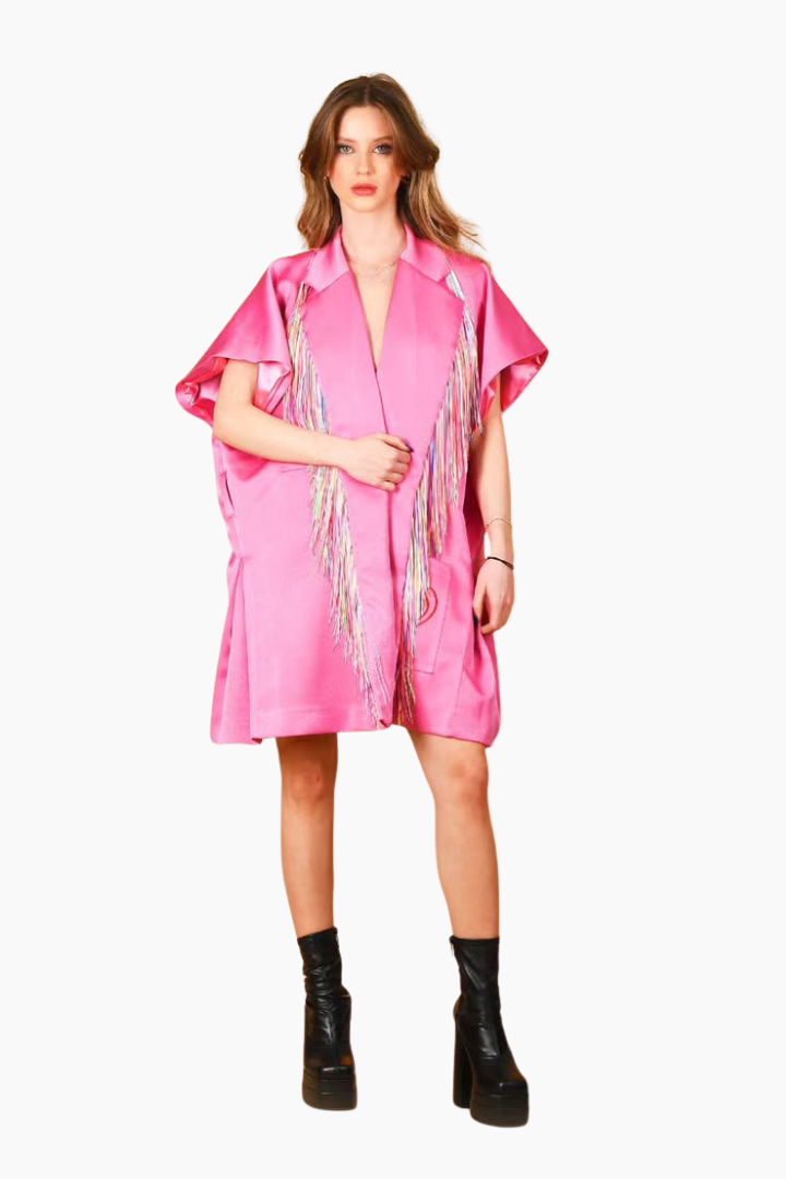 Fuschia Coat Fringe