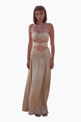 Beige Drape Dress