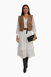 Beige Vest Cow Boy Style