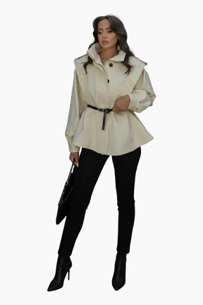 Beige Jacket With Belt