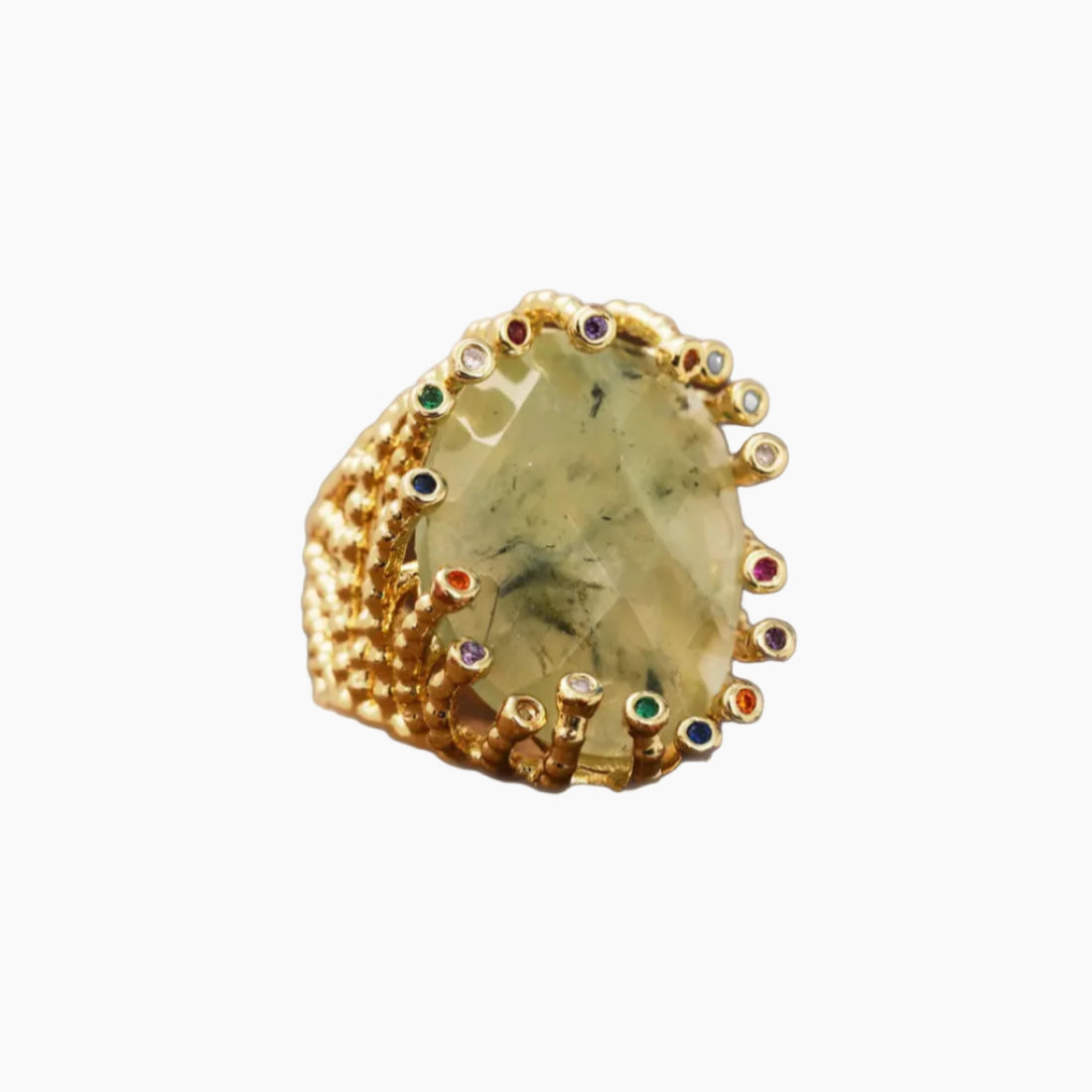 Statement adjustable ring W/Stone Yellow