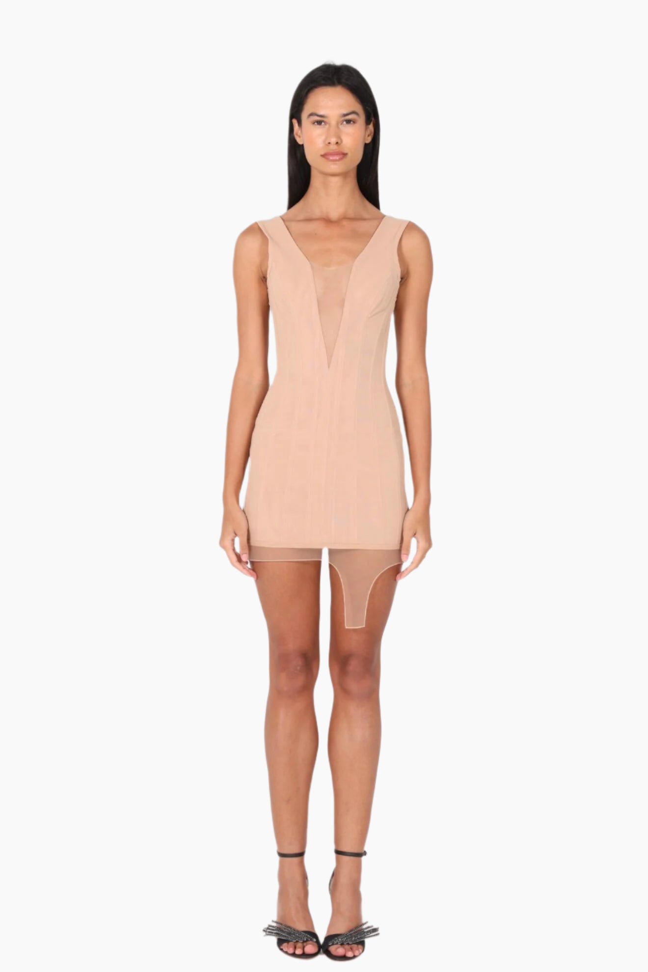 FROLOV Corset Beige dress with net strap