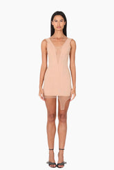 FROLOV Corset Beige dress with net strap