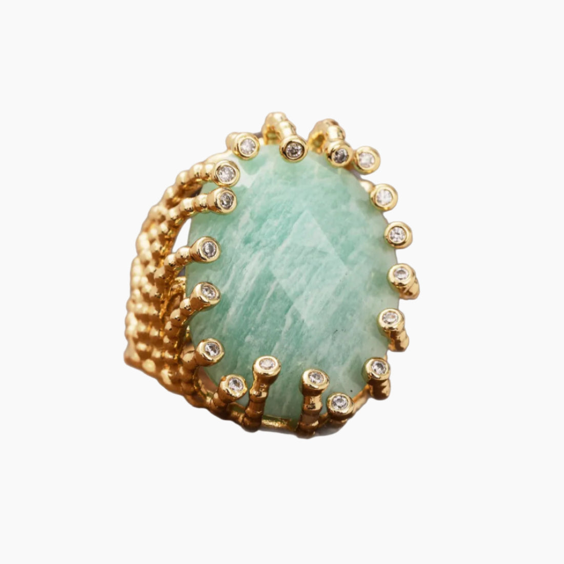 Statement adjustable ring W/Stone Aquamarine