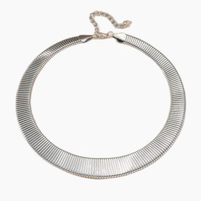 Silver necklace on a white background