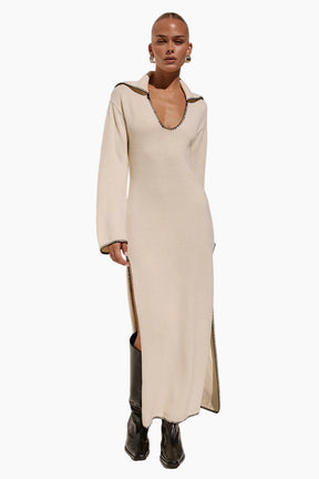 Ivana Sleeved Knit Maxi Dress