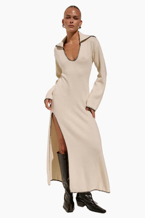 Ivana Sleeved Knit Maxi Dress